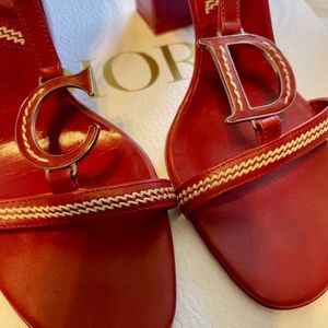 ICONIC Christian Dior Red Leather Sandals w/logo 100% authentic